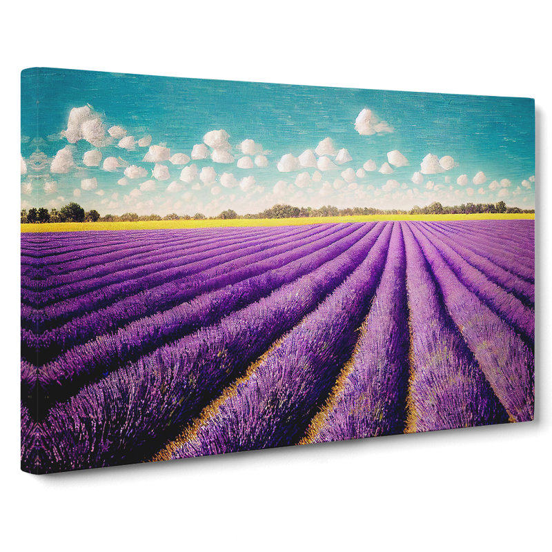 Dashing Lavender Flower Field - Wrapped Canvas, 50cm H x 76cm W x 3cm D