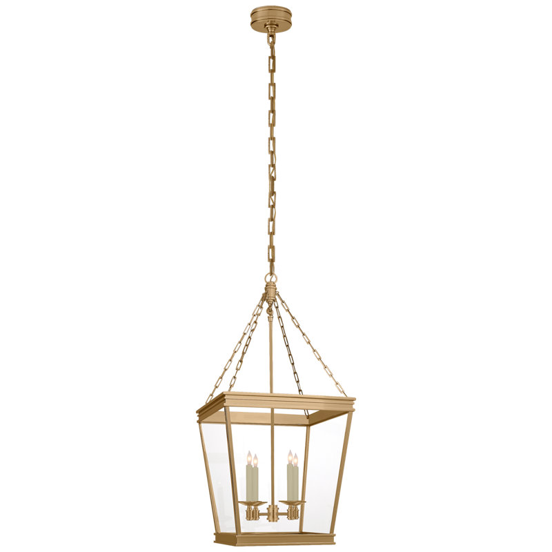 Chapman & Myers Launceton Small Square Lantern, Antique-Burnished Brass, 34.5" H x 17" W x 17" D