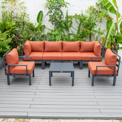 Chelsea 7-Piece Outdoor Sectional Seating Group – Weather-Resistant Aluminum Frame, Patio Conversation Set with Removable Cushions & Coffee Table