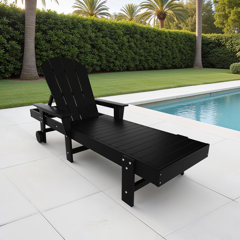 Méridienne simple en polyester toutes saisons Laguna, Noir, noir, noir, noir