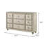 Commode large Willa, 9 tiroirs, faux cristal, velours beige touffeté