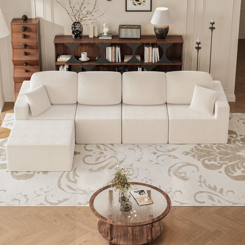 Boneless U-Shaped Modular Sectional Sofa, Cloud L-Shaped Sectional Couch with Deep Seat for Living Room Bedroom