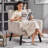 73cm Wide Tufted Polyester Armchair with Solid Wood Legs-1739323635