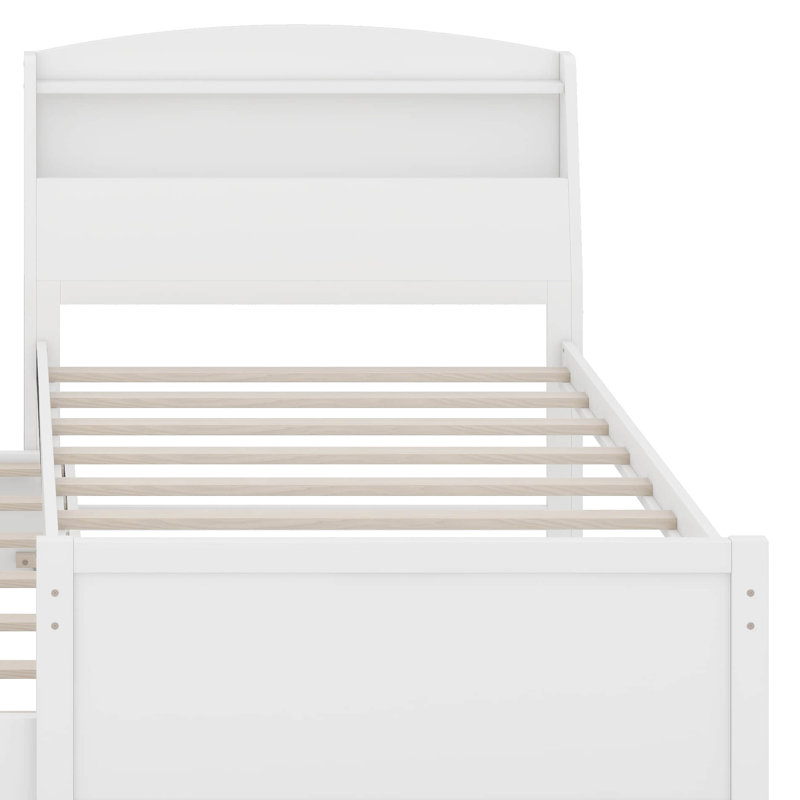 Lit plateforme double avec lit gigogne et 3 tiroirs, Lit simple
