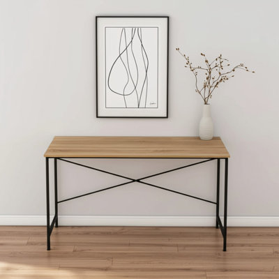 Bureau d'ordinateur 47 "en bois naturel et noir et métal