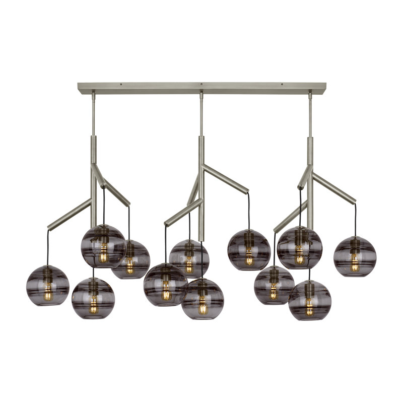 Sedona 12 - Light Chandelier, Yes, Transparent Smoke, Satin Nickel