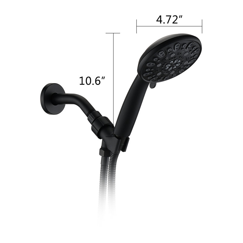 Robinet de douche à main noir mat avec 7 modes de jet et une résistance aux fuites en option