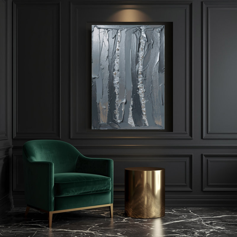 «Abstract Color Field 17», art mural sur toile grise, H 36 po x l 24 po