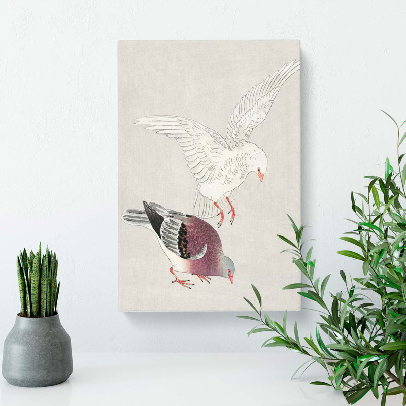 Two Pigeons by Ohara Koson - Wrapped Canvas Painting, 76cm H x 50cm W x 3cm D