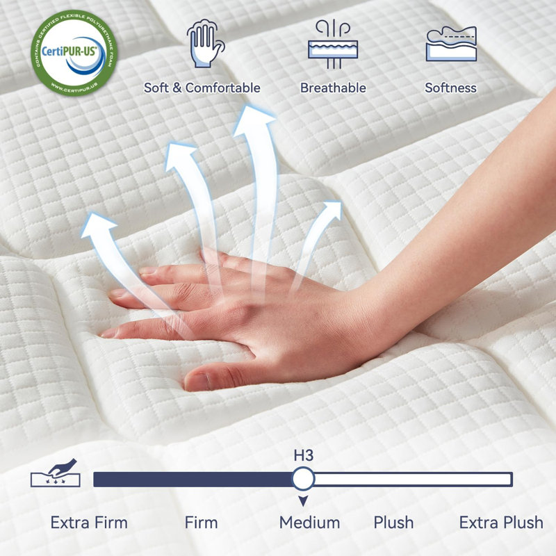 10"/12" Hybrid Mattress in a Box with Cooling Gel Memory Foam & Pocket Coils, King, 10"