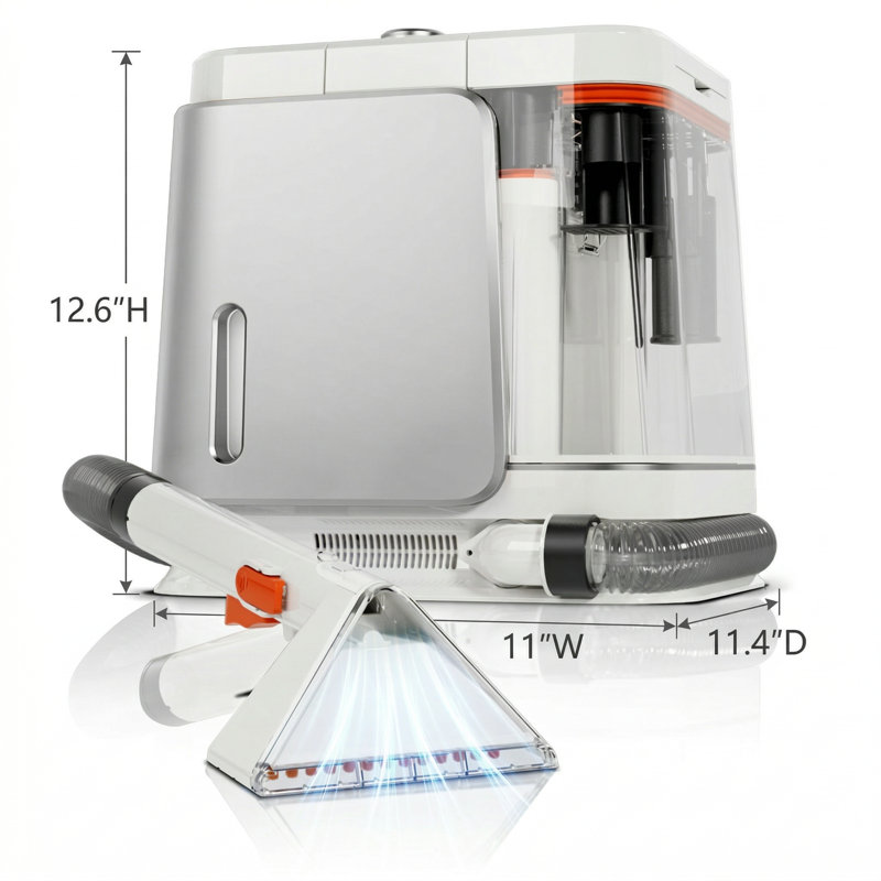 Upholstery Cleaner Portable Strong Suction For Pet Urine Stains & Odors Compact, White/Silver
