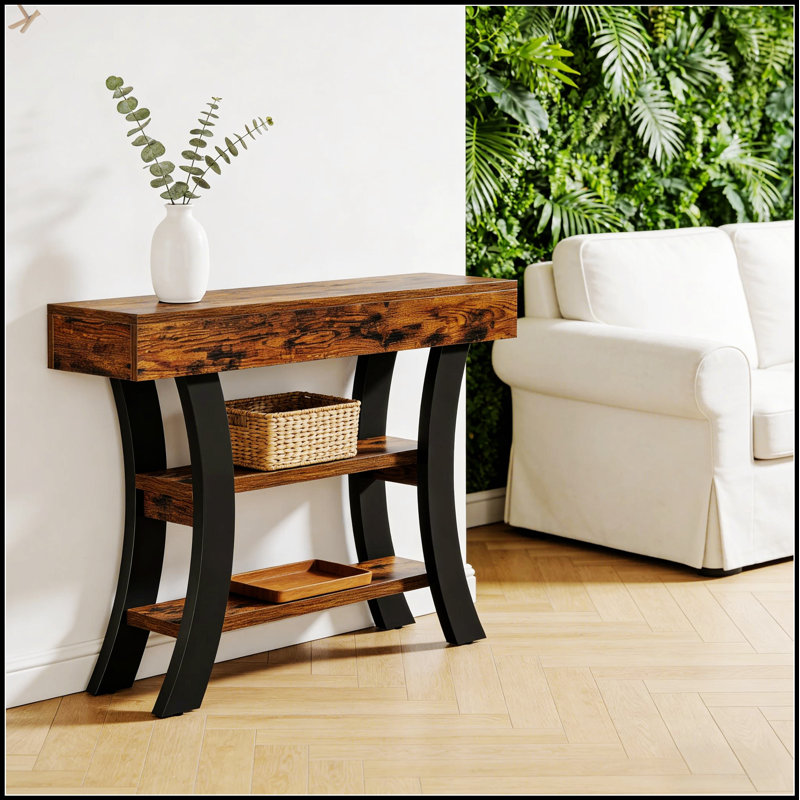 Sleek Curved Entryway Table With Stable Design, Perfect For Modern And Compact Spaces, Enhancing Decor And Functionality.