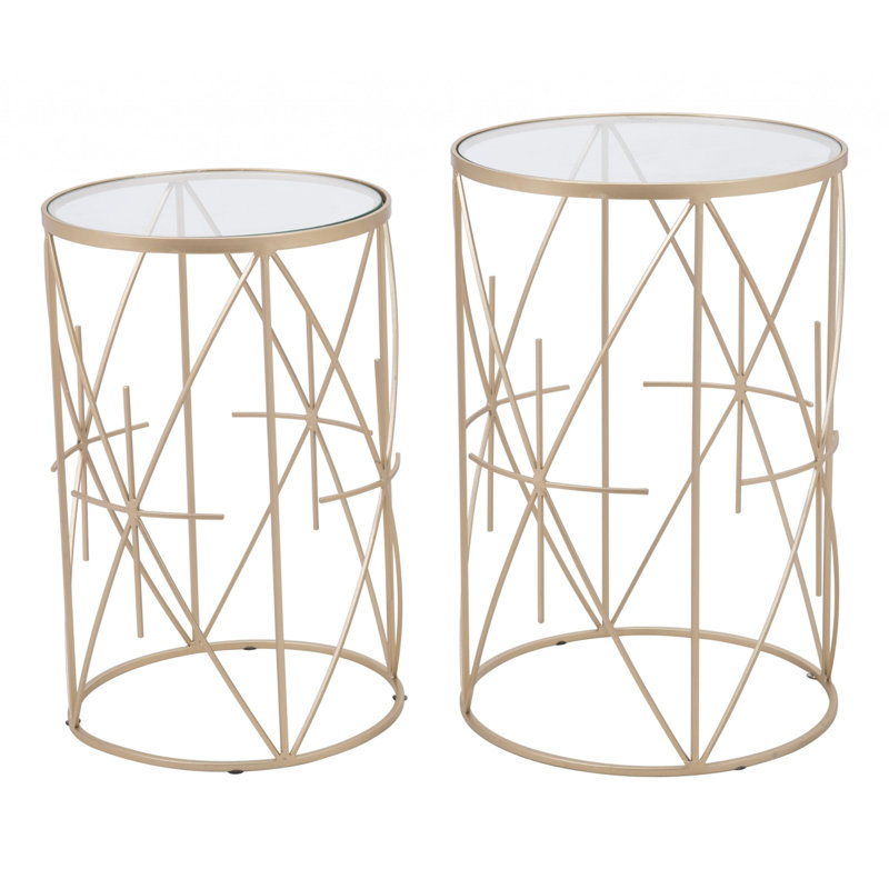 Table de bout cylindrique en verre 2 pièces