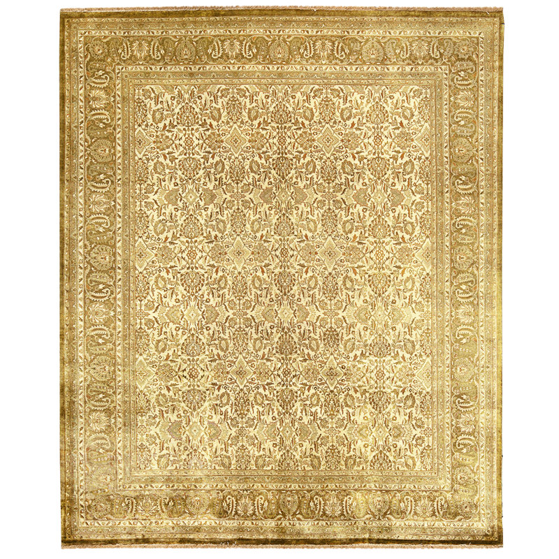 Tapis de haute qualité noué à la main, de couleur or et brun