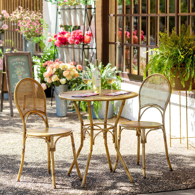 Roanoke Gray Metal Bistro Table for Porch or Sunroom