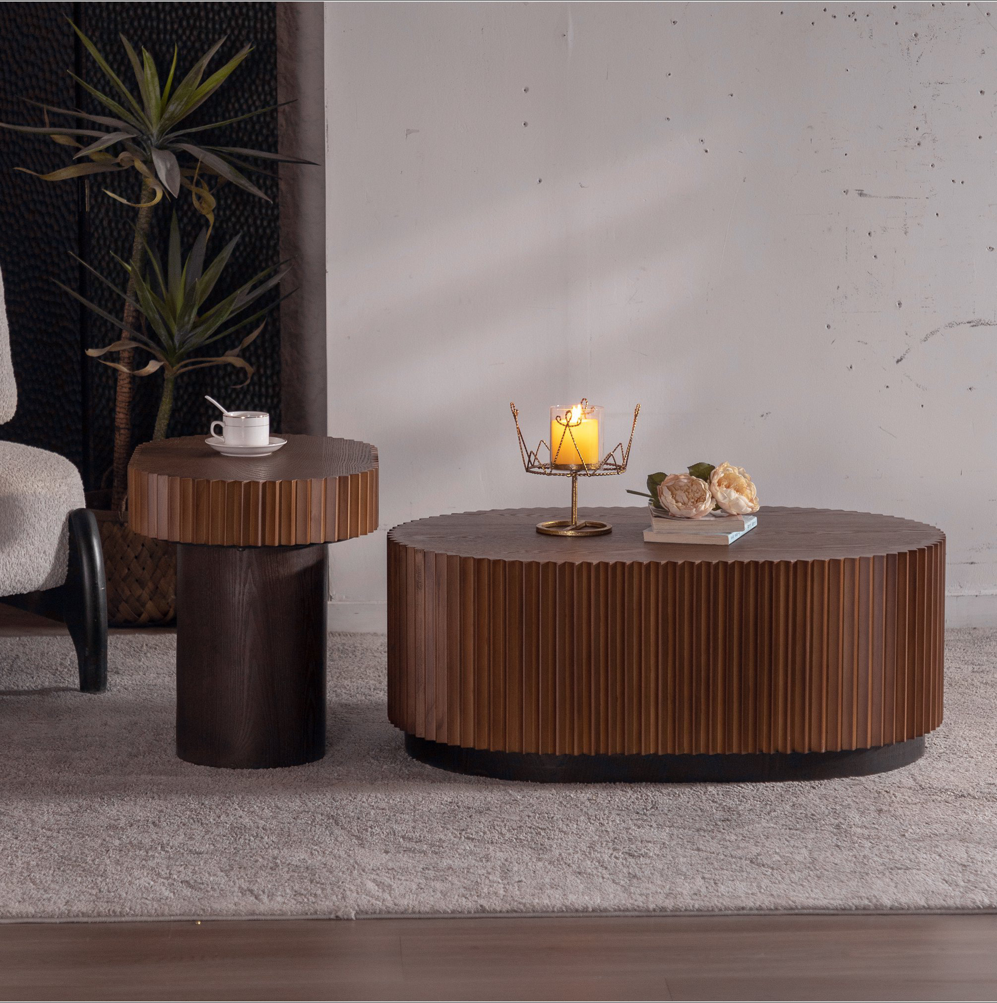 Red Barrel Studio Handcraft Round Nesting Coffee Table Set Of 2, - Chic ...
