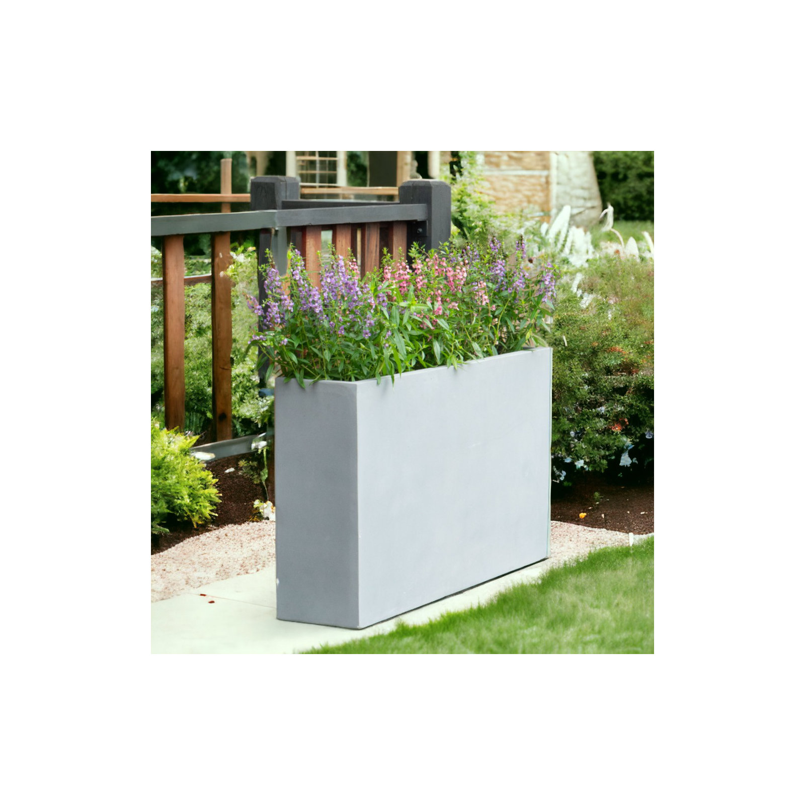 Connoisseur Handmade Planter Box, 30" H x 36" W x 12" D, Gray