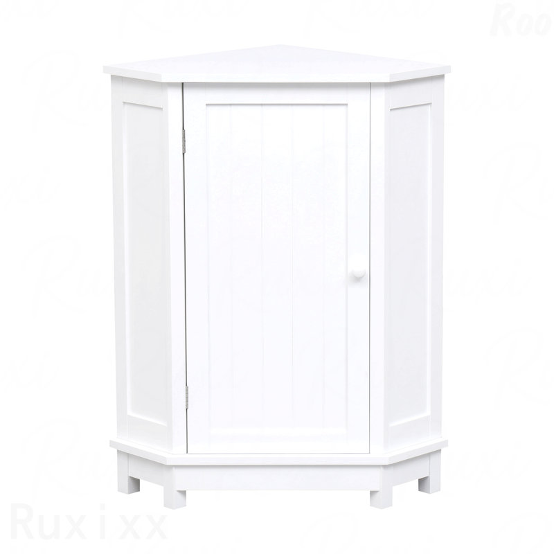 Armoire de coin blanche avec tablettes réglables pour la salle de bain, Blanc