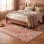 Tapis persan traditionnel avec médaillon délavé, style Harvest, orange, ivoire, or, vert et gris, lavable à la machine, antidérapant, à poils courts, pour l'intérieur et l'extérieur, adapté aux animaux domestiques, idéal pour le salon, la chambre, la salle à manger, l'entrée, le couloir ou le bureau.-350910301
