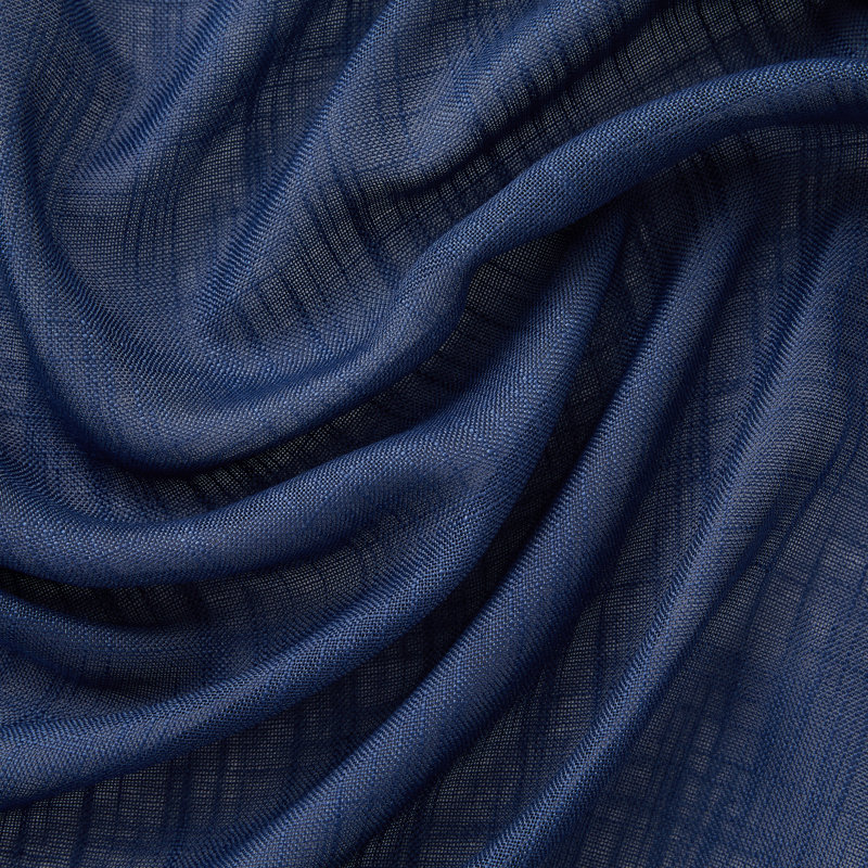 Aleksander Faux Linen Semi Sheer Grommet Curtain Pair, 54" W x 96" L, Navy Blue
