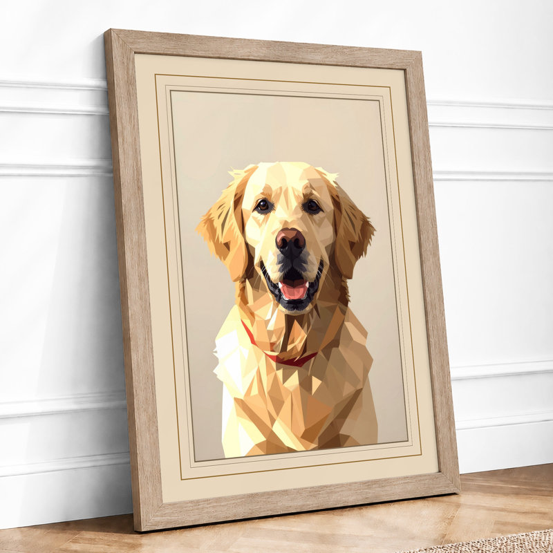 Golden Labrador Portrait Modern - Print, A1 - 84.1 x 59.4 cm, Oak