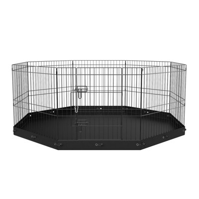 Parc pour chien, enclos d'exercice pliable pour chien en métal à 8 panneaux avec coussin inférieur, cage pour chiot de clôture pour animaux de 24 po avec piquets de sol, enclos extérieur pour petits animaux de compagnie de taille moyenne, pour le camping, la cour