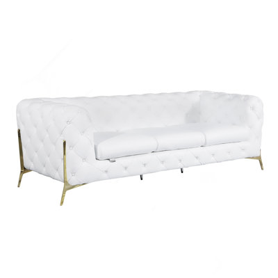 Transitional Leather Upholstered Sofa