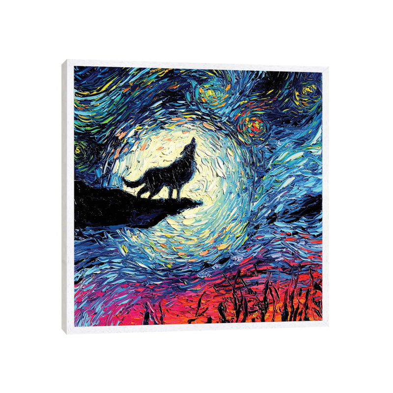 Van Gogh Never Howled At The Moon by Aja Trier - Wrapped Canvas Painting, White Framed Canvas, 66.04 cm H x 66.04 cm W