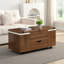 Table basse multifonctionnelle à plateau relevable avec rangement caché et tabourets-1648124837