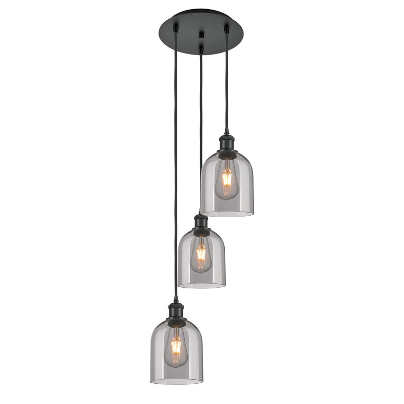 Odaniel 3 - Light Cluster Pendant, Light Smoke, Matte Black