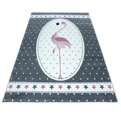 Peachey Flatweave Pink/Grey/White Rug