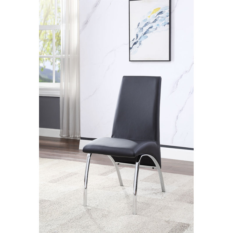 Chaise d'appoint en cuir synthétique noir et finition chromée (ensemble de 2), Noir