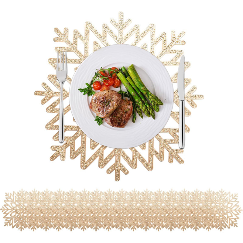 Ensemble de 18 tapis de table de salle à manger en flocons de neige, Lessia