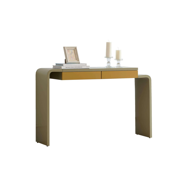 Rounded Silhouette Console Table - Sofa Entryway Table with 2 Drawers for Living Room, Hallway, Entryway