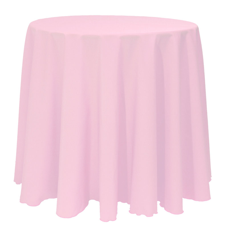 10 Pack Round Polyester Linen Tablecloth, 120" x 120", Light Pink