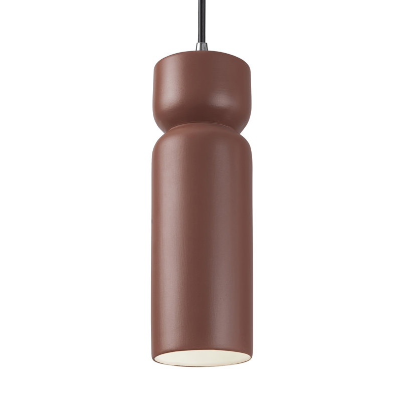 Luminaire suspendu simple en forme de sablier Breeona, Argile du canyon, Chrome poli