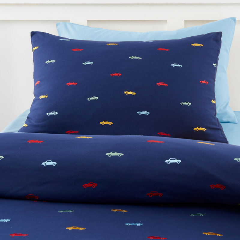 Embroidered Cars Soft Microfibre Duvet Cover Set, Double Duvet Cover + 2 Standard Pillowcases