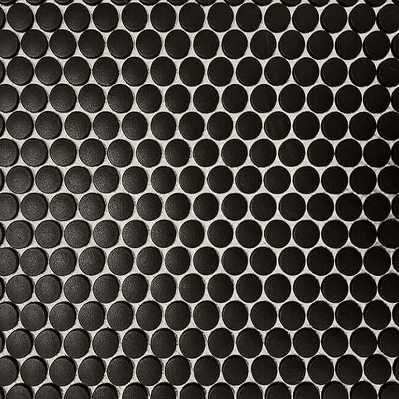 Metro Penny Round 1" Mosaic, Black, Matte