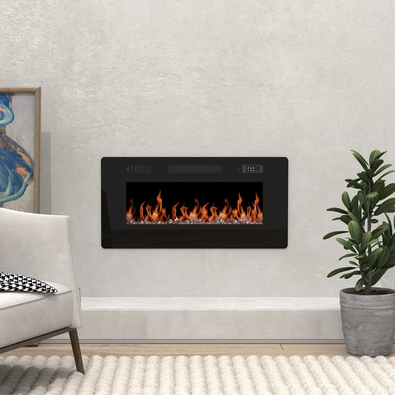 Foyer électrique mural encastré Chilcott, H 19,69 po x l 40 po x P 4,72 po, Acier inoxydable