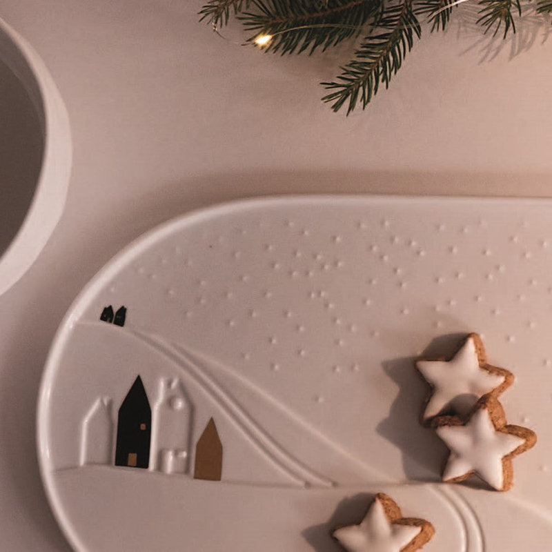 Snowy Day Porcelain Servin gPlatter