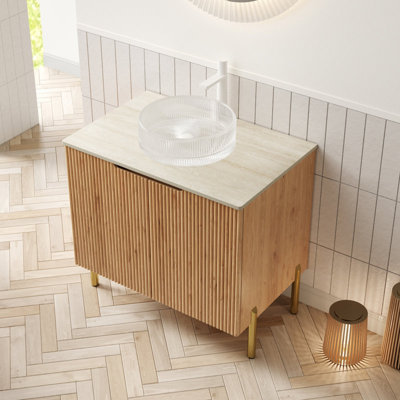 Meuble-lavabo simple avec plateau en pierre frittée