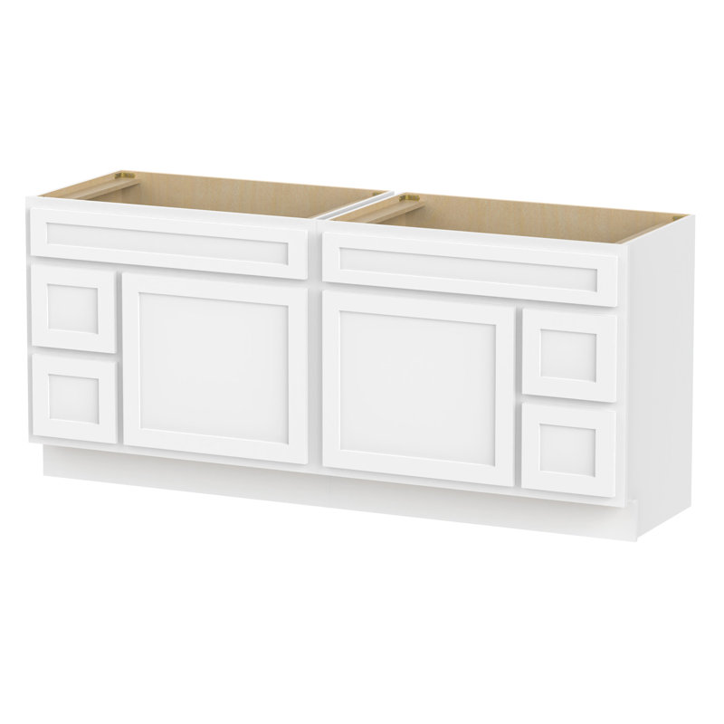 72'' Double Bathroom Vanity Base Only, White