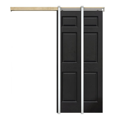 80'' Hollow Paneled Painted without Installation Hardware Kit Sliding Closet Doors