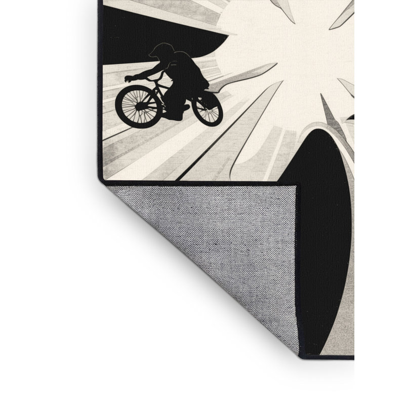 Machine Washable Cain Bmx Park Stunt Bold & Eclectic Modern Arc Rug in Beige – Black Binding, 5x8