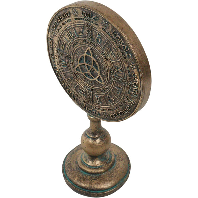 Bungalow Rose Wicca Paranormale Celtic Sabbat Rune Symboles Triqueta Triquetra Noeuds Roue De L'année Bureau Figurine Sculpture Sculpture Pagan Witch Calendrier Bureau Plaque