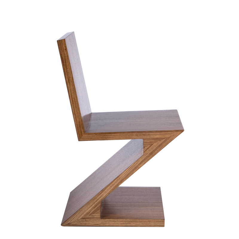 Johnston Zig Zag Wooden Accent Chair in Sculptural Mid-Century Design – Iconic Wood Statement Piece, Brown