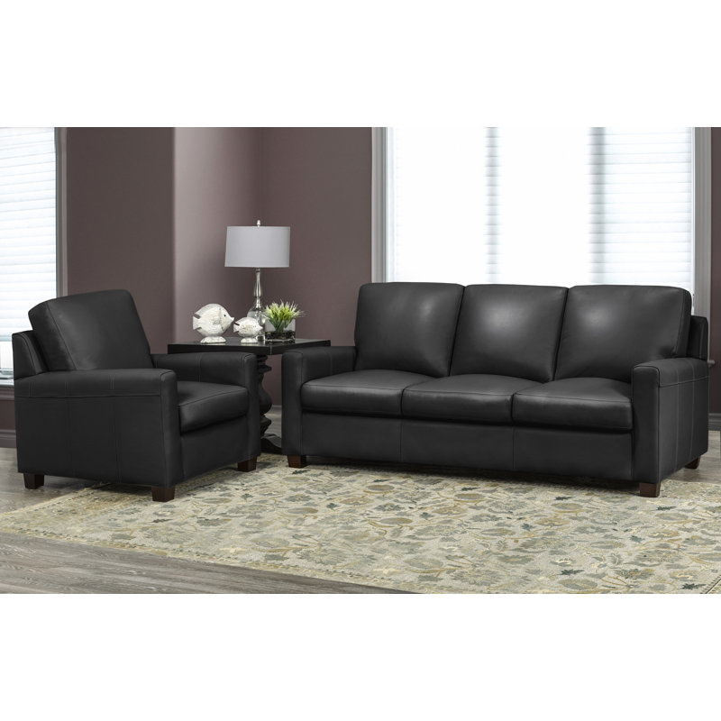 Fauteuil en cuir Anum, Cuir corbeau