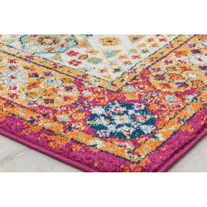 Tapis oriental bleu / orange Bartolo, Rectangle 5 pi 3 po x 7 pi