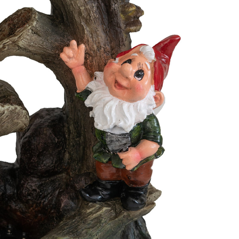Fontaine à gnome 8,3 x 4,7 x 13,8 po avec lumière DEL, brun