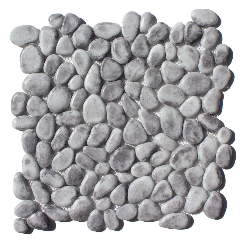 12" x 12" Glass Rock Wall Tile, Gray